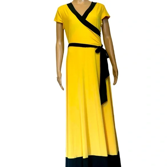 New York & Company | Dresses | Yellow Black New York Co Maxi Dress Womens  Size Large | Poshmark
